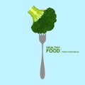 Fork with a brocoli. Healthy food concept