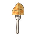 fork with cheese piece isolated icon Royalty Free Stock Photo