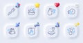 Fork, Clean bubbles and Dishwasher timer line icons. For web app, printing. Vector