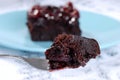 Fork of cranberry brownie dessert