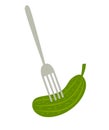 Fork with cucumber vector illustration. Russian tradicional symbol.