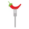 Fork with fresh chili pepper vegetable