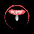 Fork with grill sausage isolated on background. BBQ party. Barbecue time. Cookout concept. Vector flat design