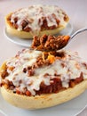 Fork with ground turkey and cheese baked with spaghetti squash Royalty Free Stock Photo