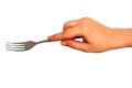 Fork in a hand on a white background isolation Royalty Free Stock Photo