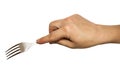 Fork in a hand on a white background isolation Royalty Free Stock Photo
