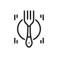 Black line icon for Fork, plate and food Royalty Free Stock Photo