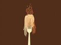 Minimalist Hot Spaghetti on Fork Illustration Royalty Free Stock Photo