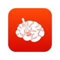 Fork is inserted into the brain icon digital red