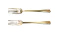 Fork isolated realistic gilded object on white background. 3d tablewares. Vector illustration Royalty Free Stock Photo