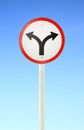 Fork junction traffic sign