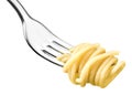 Fork with just spaghetti around it on backgrouund Royalty Free Stock Photo