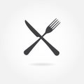 Fork and knife crossed icon. Vector illustration in flat style.