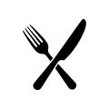 Fork and knife crossed with transparent background for dining concepts Royalty Free Stock Photo