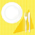 Fork knife dinner plate flat table pattern Royalty Free Stock Photo