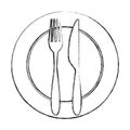 Fork and knife with dish cutlery