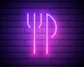 Fork and knife icon. Elements of hotel in neon style icons. Simple icon for websites, web design, mobile app, info graphics .Brick Royalty Free Stock Photo