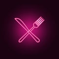 fork and knife icon. Elements of hotel in neon style icons. Simple icon for websites, web design, mobile app, info graphics Royalty Free Stock Photo