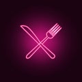 fork and knife icon. Elements of hotel in neon style icons. Simple icon for websites, web design, mobile app, info graphics Royalty Free Stock Photo