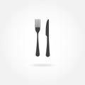 Fork and knife icon. Vector illustration in flat style. Royalty Free Stock Photo
