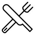 Fork and knife line icon. Crossed fork and knife vector illustration isolated on white. Cutlery outline style design Royalty Free Stock Photo