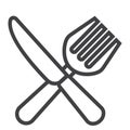 Fork and Knife line icon, dinner and restaurant