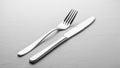 Parallel to each other with the fork on the left and the knife on the Royalty Free Stock Photo