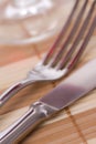 Fork and knife on placemat Royalty Free Stock Photo