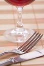 Fork and knife on placemat Royalty Free Stock Photo