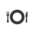 Fork and knife restaurant icon in flat style. Dinner equipment v Royalty Free Stock Photo