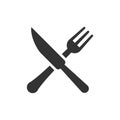 Fork and knife restaurant icon in flat style. Dinner equipment v Royalty Free Stock Photo