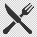 Fork and knife restaurant icon in flat style. Dinner equipment v Royalty Free Stock Photo