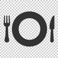 Fork and knife restaurant icon in flat style. Dinner equipment v Royalty Free Stock Photo