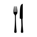 Fork and knife silhouette on white background