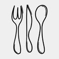 Fork, knife, spoon, cutlery doodle vector icon. Drawing sketch illustration hand drawn line eps10 Royalty Free Stock Photo