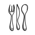 Fork, knife, spoon, cutlery doodle vector icon. Drawing sketch illustration hand drawn line eps10 Royalty Free Stock Photo