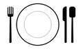 Fork, knife, Spoon and dinner plate Royalty Free Stock Photo