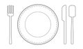 Fork, knife, Spoon and dinner plate Royalty Free Stock Photo