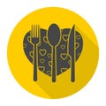 Fork and knife and spoon with heart shape Royalty Free Stock Photo