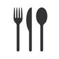 Fork knife and spoon icon logo. Simple flat shape restaurant or cafe place sign. Kitchen and diner menu symbol.