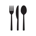 Fork knife and spoon vector icon. Simple flat shape sign. Restaurant cafe kitchen diner place menu symbol. Royalty Free Stock Photo