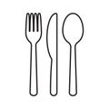 Fork knife and spoon icon logo. Simple flat shape sign. Restaurant cafe kitchen diner place menu symbol. Royalty Free Stock Photo