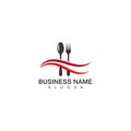 Fork, knife and spoon icon logo vector template.design for restaurant. Royalty Free Stock Photo