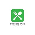 Fork, knife and spoon icon logo vector template.design for restaurant. Royalty Free Stock Photo