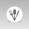 Fork, spoon and knife vector icon. Round sign Royalty Free Stock Photo