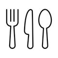 Fork, knife, spoon. Kitchenware icon set. Restaurant and cafe symbols. Royalty Free Stock Photo