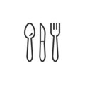 Fork knife and spoon line icon