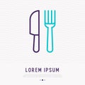 Fork and knife thin line icon