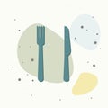 Fork and knife vector icon on multicolored background