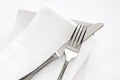 Fork, Knife and White Napkin Table Setting